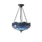 Dragonfly Blue - Tiffany Medium Inverted 3 Light Ceiling Pendant