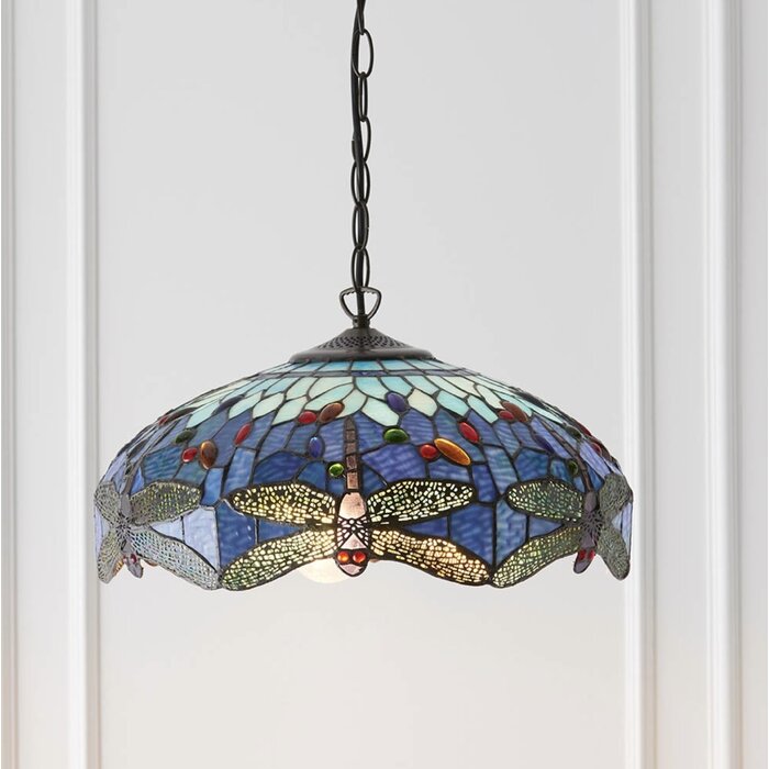 Dragonfly Blue - Tiffany Medium 3 Light Pendant Ceiling Light