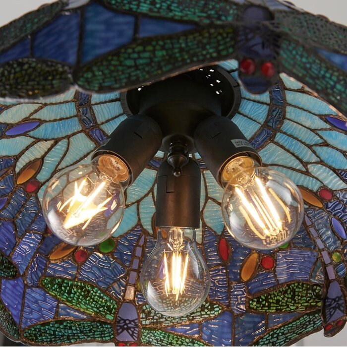 Dragonfly Blue - Tiffany Medium 3 Light Pendant Ceiling Light