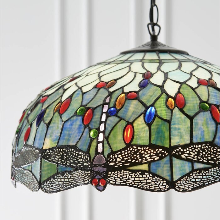Dragonfly Blue - Tiffany Large 3 Light Pendant Ceiling Light