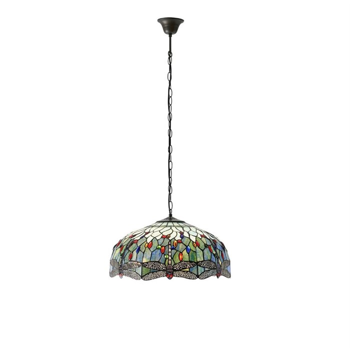 Dragonfly Blue - Tiffany Large 3 Light Pendant Ceiling Light