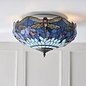 Dragonfly Blue - Tiffany 2 Light Flush Ceiling Light