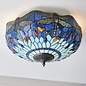 Dragonfly Blue - Tiffany 2 Light Flush Ceiling Light