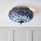 Dragonfly Blue - Tiffany 2 Light Flush Ceiling Light