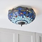 Dragonfly Blue - Tiffany 2 Light Flush Ceiling Light