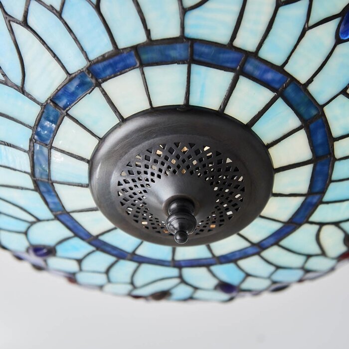 Dragonfly Blue - Tiffany 2 Light Flush Ceiling Light