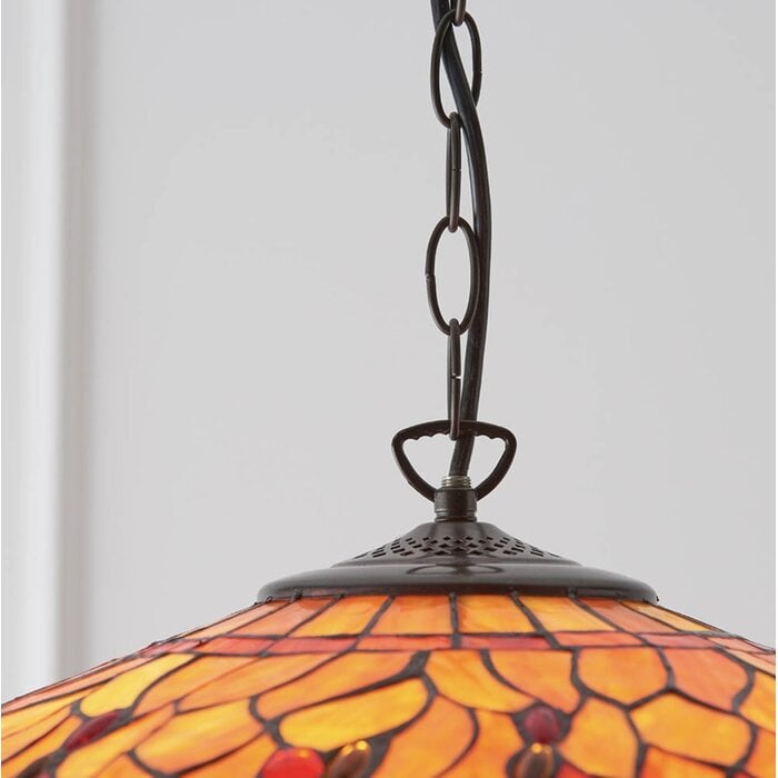 Dragonfly Flame - Tiffany Large 3 Light Pendant Ceiling Light