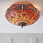 Dragonfly Flame - Tiffany 2 Light Flush Ceiling Light