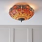 Dragonfly Flame - Tiffany 2 Light Flush Ceiling Light