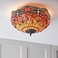 Dragonfly Flame - Tiffany 2 Light Flush Ceiling Light