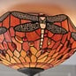 Dragonfly Flame - Tiffany 2 Light Flush Ceiling Light