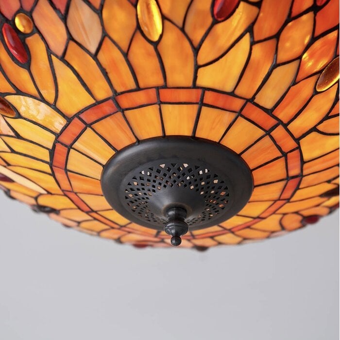 Dragonfly Flame - Tiffany 2 Light Flush Ceiling Light