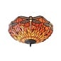 Dragonfly Flame - Tiffany 2 Light Flush Ceiling Light