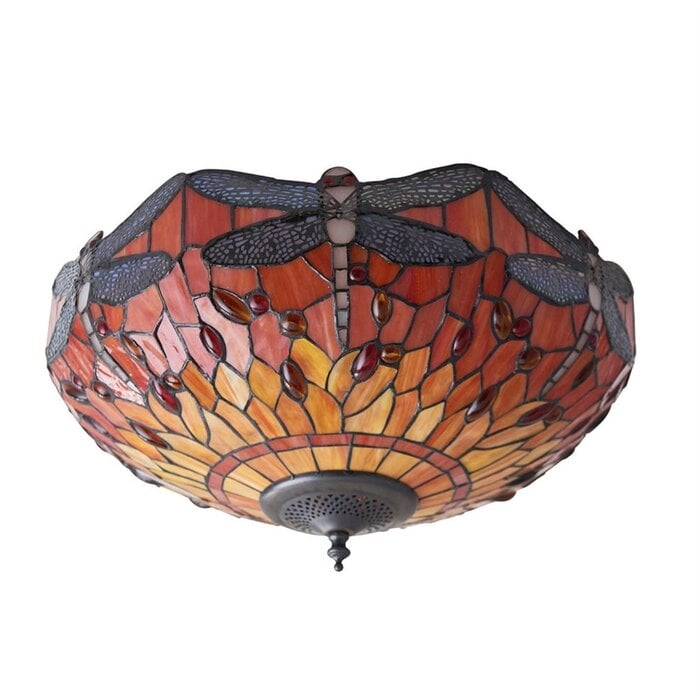 Dragonfly Flame - Tiffany 2 Light Flush Ceiling Light