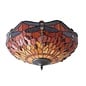 Dragonfly Flame - Tiffany 2 Light Flush Ceiling Light