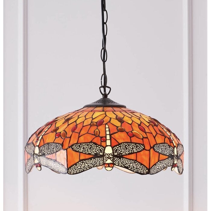 Dragonfly Flame - Tiffany Medium 3 Light Pendant Ceiling Light
