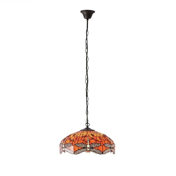 Dragonfly Flame - Tiffany Medium 3 Light Pendant Ceiling Light