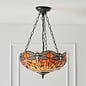 Dragonfly Flame - Tiffany Medium Inverted 3 Light Ceiling Pendant