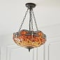 Dragonfly Flame - Tiffany Medium Inverted 3 Light Ceiling Pendant