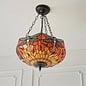 Dragonfly Flame - Tiffany Medium Inverted 3 Light Ceiling Pendant