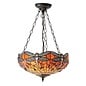 Dragonfly Flame - Tiffany Medium Inverted 3 Light Ceiling Pendant