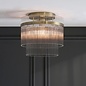 Delano - Art Deco Glass Rod Flush Ceiling Light - Antique Brass
