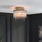 Delano - Art Deco Glass Rod Flush Ceiling Light - Antique Brass