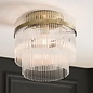 Delano - Art Deco Glass Rod Flush Ceiling Light - Antique Brass