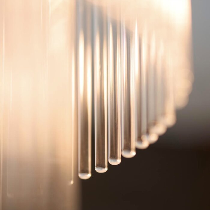 Delano - Art Deco Glass Rod Flush Ceiling Light - Antique Brass