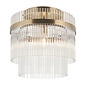 Delano - Art Deco Glass Rod Flush Ceiling Light - Antique Brass