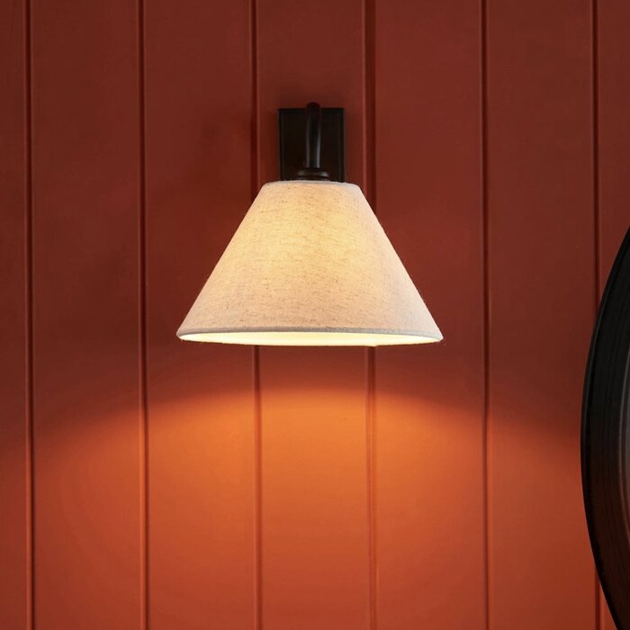 Ashwicke - Wall Light - Black with Tapered Faux Linen Shade