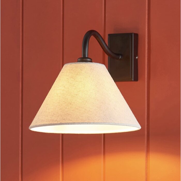 Ashwicke - Wall Light - Black with Tapered Faux Linen Shade