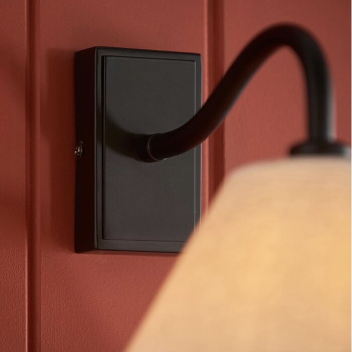 Ashwicke - Wall Light - Black with Tapered Faux Linen Shade