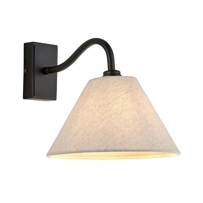 Ashwicke - Wall Light - Black with Tapered Faux Linen Shade