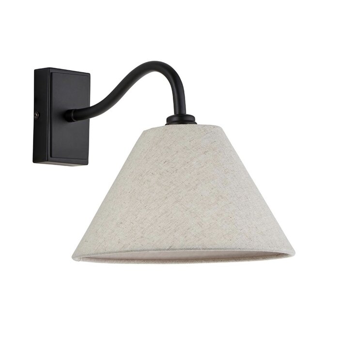Ashwicke - Wall Light - Black with Tapered Faux Linen Shade