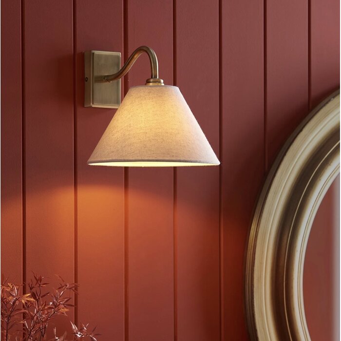 Ashwicke - Wall Light - Antique Brass with Tapered Faux Linen Shade