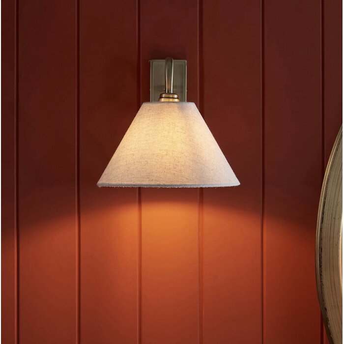 Ashwicke - Wall Light - Antique Brass with Tapered Faux Linen Shade