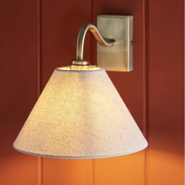Ashwicke - Wall Light - Antique Brass with Tapered Faux Linen Shade