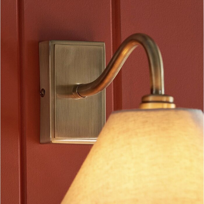 Ashwicke - Wall Light - Antique Brass with Tapered Faux Linen Shade
