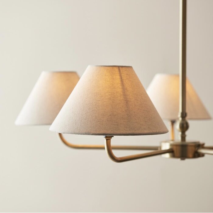 Ashwicke  - 5  Light Ceiling Pendant - Antique Brass with Fabric Shades