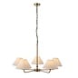 Ashwicke  - 5  Light Ceiling Pendant - Antique Brass with Fabric Shades