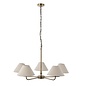 Ashwicke  - 5  Light Ceiling Pendant - Antique Brass with Fabric Shades