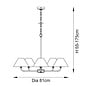Ashwicke  - 5  Light Ceiling Pendant - Matt Black with Fabric Shades