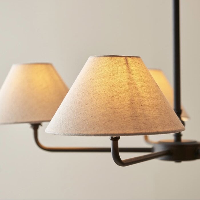 Ashwicke  - 5  Light Ceiling Pendant - Matt Black with Fabric Shades