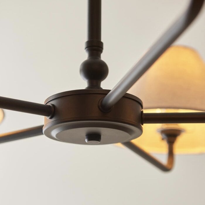 Ashwicke  - 5  Light Ceiling Pendant - Matt Black with Fabric Shades