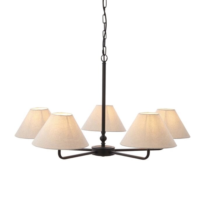 Ashwicke  - 5  Light Ceiling Pendant - Matt Black with Fabric Shades