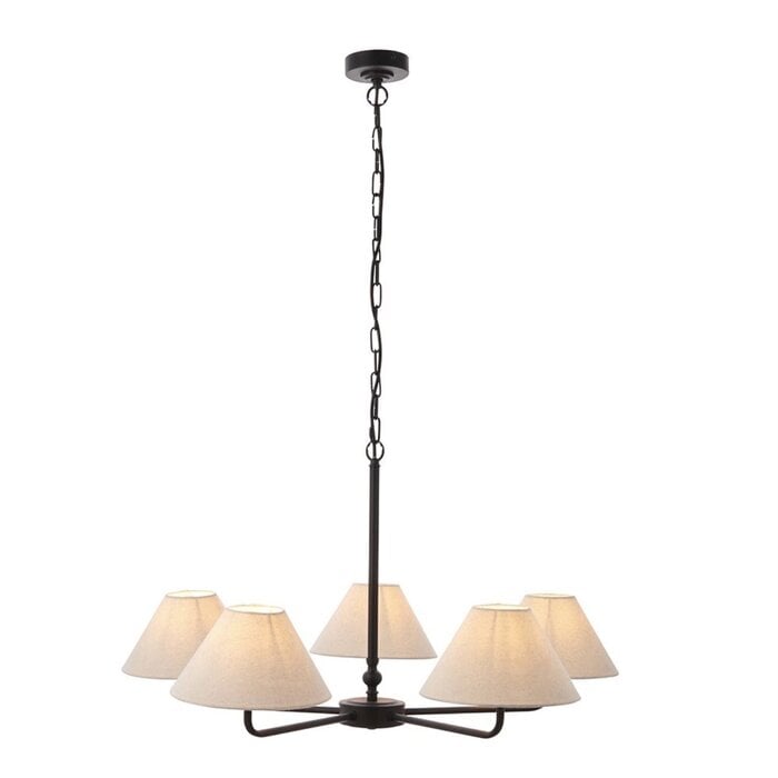 Ashwicke  - 5  Light Ceiling Pendant - Matt Black with Fabric Shades