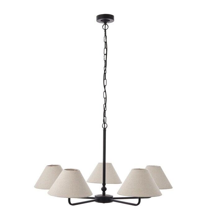 Ashwicke  - 5  Light Ceiling Pendant - Matt Black with Fabric Shades