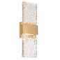Troy - Large Up and Down Wall Light - Satin Gold with Ripple Wave Glass