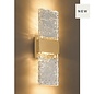 Troy - Large Up and Down Wall Light - Satin Gold with Ripple Wave Glass